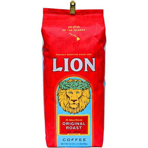 Lion Coffee Classic Original Whole Bean Coffee, Medium Roast, A Taste of Aloha - 24 Ounce Bag