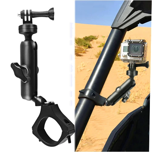 MAIKER Off Road UTV ATV Camera Mount, Compatible with GoPro, 1.75-2 inch Roll Bar, Aluminum Alloy, Easy Installation, Rotatable 360 Degree Ball Head, Black