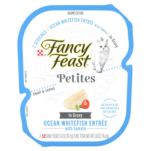 Fancy Feast Purina Fancy Feast Gourmet Gravy Wet Cat Food, Petites Ocean Whitefish With Tomato Entree - (Pack of 12) 2.8 oz. Tubs