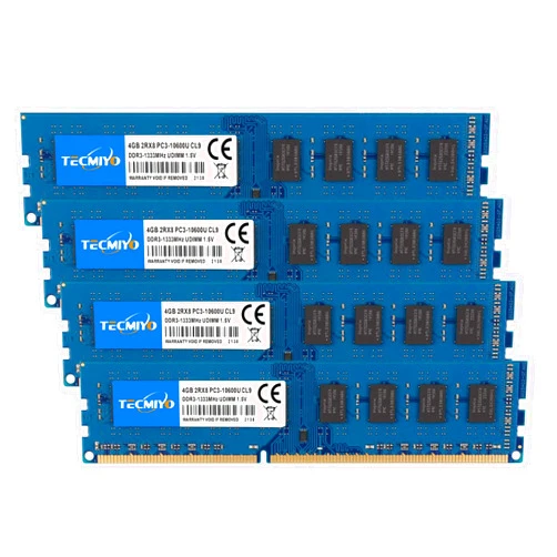 TECMIYO Ram 16GB Kit (4x4GB) DDR3 1333MHz 16GB PC3-10600/PC3 10600U Non ECC Unbuffered 1.5V CL9 2RX8 Dual Rank 240 Pin UDIMM Desktop Memory Ram Module (DDR3 4x4GB)