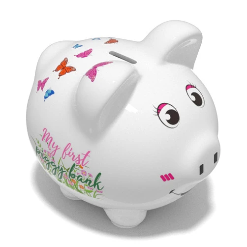 Hopefire Large Ceramic Butterfly Piggy Bank for Kids Adults Coin Bank with Gift Box for Boys Girls Cash Vault Money Saving Box Home Decor My First Piggy Bank Toddler Gifts for Birthday Christmas Easter