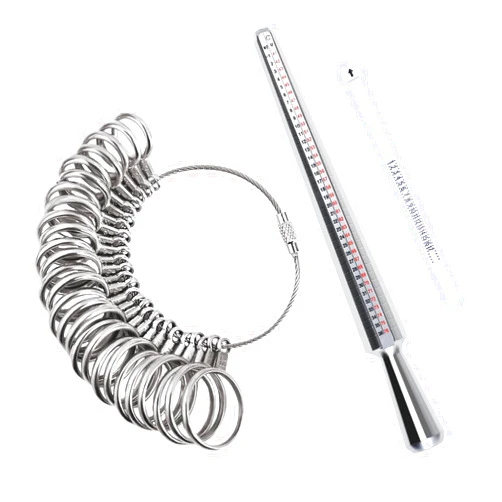 Aubeco Ring Sizer Measuring Tool Set, Metal Ring Mandrel, Ring Guage, 3 pcs Ring Sizer for Jewelry Making Tools Kit, US Ring Size 0-13 with Half Size