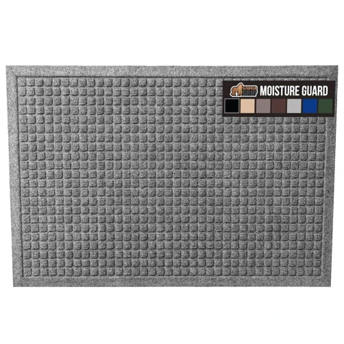 Gorilla Grip Ultra Absorbent Moisture Guard Doormat, Absorbs Up to 1.7 Cups of Water, Stain and Fade Resistant, Spiked Rubber Backing, All Weather Mats Capture Dirt, Indoor Outdoor, 29x17, Grey