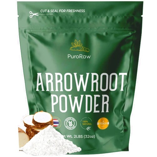 PuroRaw Arrowroot Starch Powder, 2lb Gluten Free, Pure Arrow Root, Paleo, Non-GMO, Batch Tested, Product of Thailand, 2 Pounds, By PuroRaw