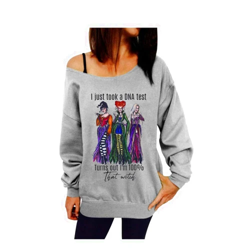 CUTIEE Women I Just Took a DNA Test Turns Out I’m 100 That Witch Halloween Sweatshirt Vintage Sanderson Sisters Tops Blouse