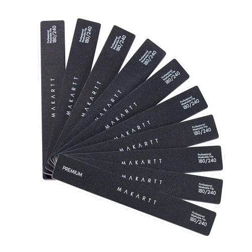 Makartt Nail File 180 240 Grit Emery Boards for Nails 10pcs Nail Files Professional Washable Doubled Sides Black Jumbo Nail File Kit for Manicure Pedicure Natural Acrylic Nails for DIY Salon Use