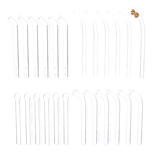 FINGERINSPIRE 24Pcs Acrylic Earring Try on Sticks 4 Styles Clear Earring Try on Strip Clear Try-Free Earrings Display Props Tool Ear Stud Display Curved Strip for Retail Store and Personal Home use