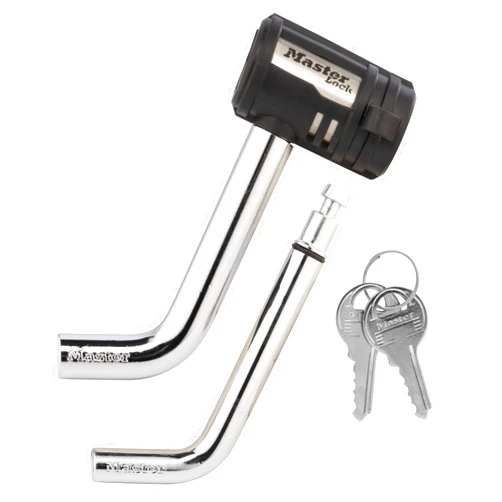 Master Lock Receiver Lock, 1/2 in. and 5/8 in. Swivel Head, Weather Resistant Trailer Coupler Locking Hitch Pin with Keys for Protecting Trailers, RVs, 2866DAT