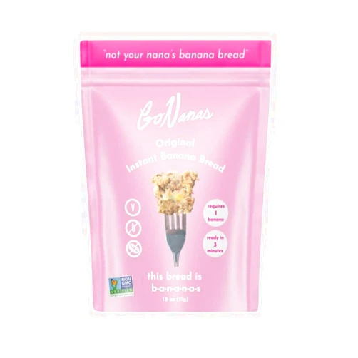GoNanas Instant Banana Bread Packets, Original Flavor, Individual Portions. Vegan, Gluten Free Healthy Snacks. Oat Flour Banana Bread Mix. Women Owned, US Ingredients, Dairy Free, Nut Free (12 Pack)