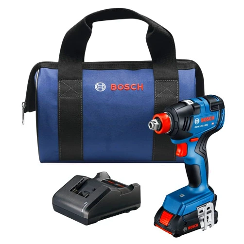 BOSCH GDX18V-1800B12 18V Two-In-One 1/4 In. and 1/2 In. Bit/Socket Impact Driver/Wrench Kit with 2 Ah Standard Power Battery
