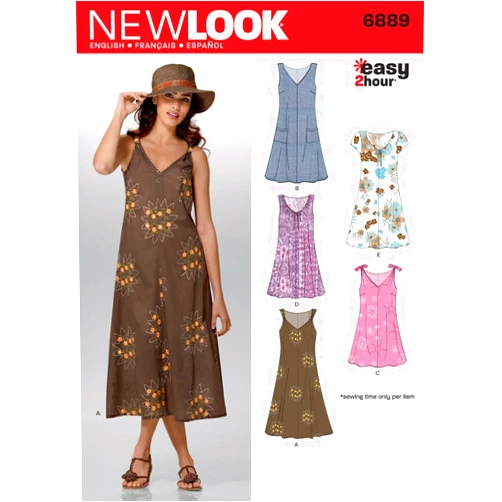 New Look Sewing Pattern 6889 Misses Dresses, Size A (8-10-12-14-16-18)