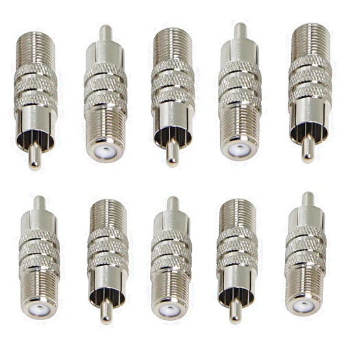 Warmstor 10 Pack F Type Female to RCA Male Coaxial Cable Adapter Coupler, F Type to AV Audio Video Connector Converter