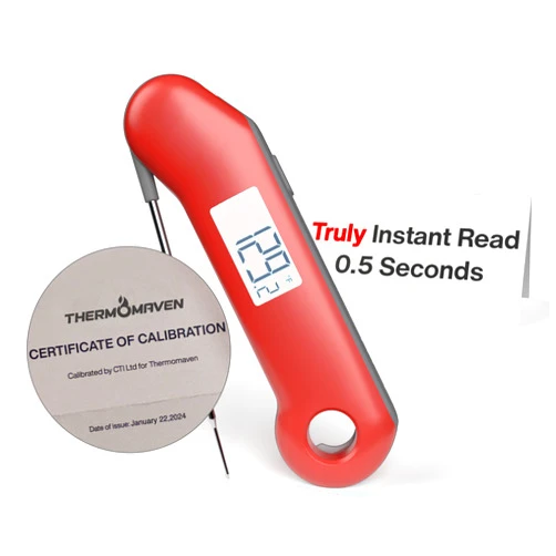 ThermoMaven ProfessionaI Meat Thermometer Digital, 3X Faster 0.5 Sec Instant Read, NIST Certified Accurate to ±0.5°F, 100% Waterproof, Auto-Rotating Bright Display, Auto Wake/Sleep, NSF Certified