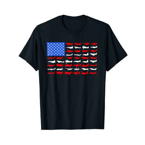 Pilot Flying Gift Vintage Apparel Pilot Airplane American Flag Plane Aviation Short Sleeve T-Shirt