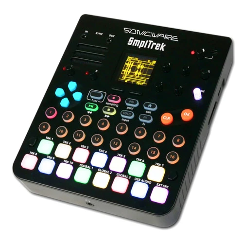 SONICWARE SmplTrek [Portable Production Sampler] Compact, lightweight and battery powered Drum Machine & Sampler with Built-in Mic & Speaker