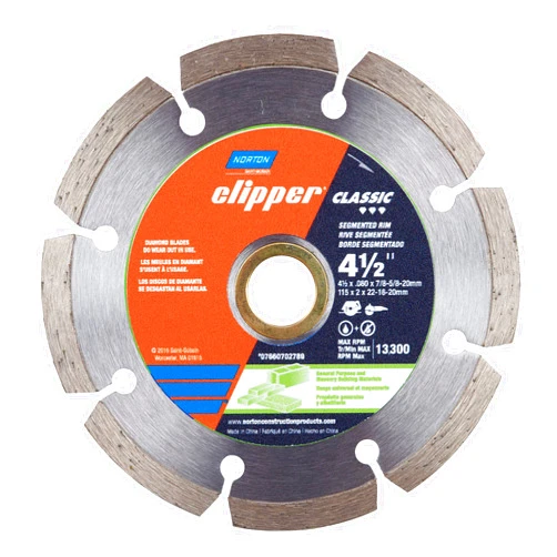 Norton Cut Off Wheel Tile Saw Blade, Clipper Classic Diamond Cutting Wheel, Segmented Rim Cut-Off Type 01, 4.5