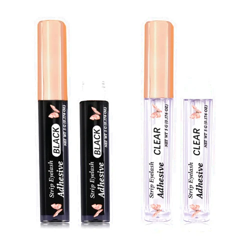 CMNRO Clear Eyelash Glue Black lash Glue Strong Hold Lash Glue Latex-Free Waterproof False Eyelash Glue Safe Suitable for Sensitive Eyes Eyes Lash Adhesive (Black+Clear)