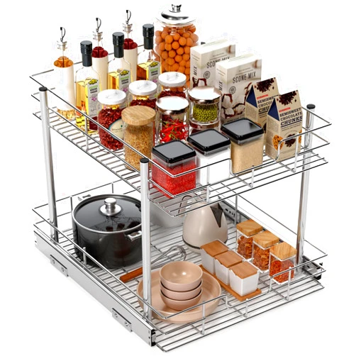 MaxGear 2 Tier Pull Out Cabinet Organizer 19.5
