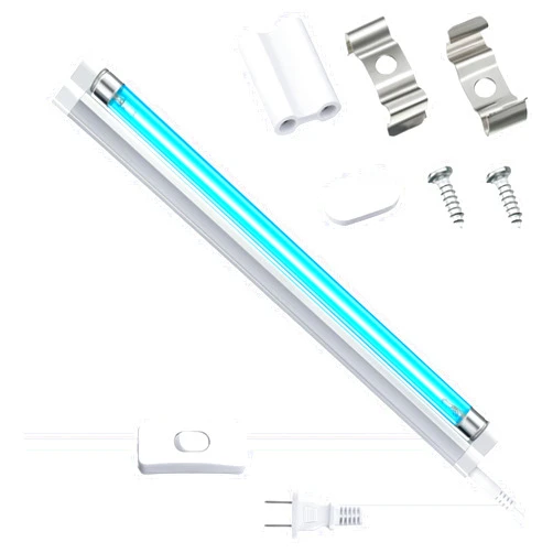 Qualirey 6W UV Lamp Ozone Free, 253.7nm Wavelength UVC Light Bulb 110V with ON/Off Switch Cord, Plug, Connector and Screw Tools for Closet/Cabinet/Bathroom