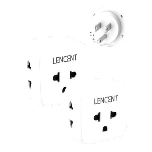 LENCENT 2 Pack EU to US Plug Adapter, European to USA Outlet Adaptor, Travel from Europe to American Outlet, 3 Outlet Extender, Wall Tap, Mini Charger Box, Travel Plug Converter, Cruise Ship Approved