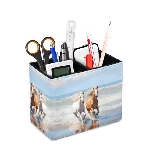 Psesaysky Running Horse Pen Holder for Desk, Pencil Organizer Desk Accessories Holder Remote Control Holder Writing Utensil Storage Organizers for Office School Home Supplies