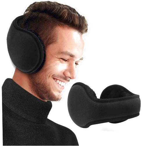 AURUZA Ear Muffs Winter Women Men Unisex，Adjustable Soft Warm Ear Warmers for Women，Foldable Black Earmuffs for Ear Covers
