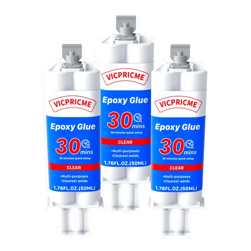 Flinemon Plastic Glue, Ceramic Glue Repair 1.76 oz 2 Part Epoxy Resin Clear, 30 Minute Epoxy Super Glue for Plastic, Metal Ceramic Glass Stone Fishing rods Wood Furniture Liquid Metal Filler Shoe Glue