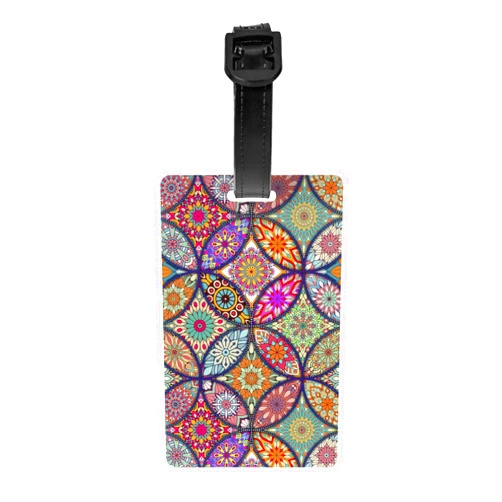 Aevaxy Cute Mandala Luggage Tags for Suitcase Travel Baggage Bag Tag Backpack Name ID Identifier Labels with Adjustable Strap for Women Men Kids
