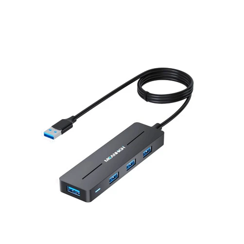 MEANHIGH USB Hub, 3.0 4-Port Ultra-Slim Data USB Expander with 4 FT Extended Cable Compatible with MacBook, Mac Pro, Mac Mini, iMac, Surface Pro, XPS, PC, Flash Drive, Mobile HDD
