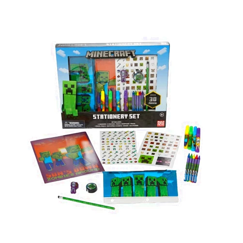 Innovative Designs Mine Craft Kids Coloring Art and Sticker Set, 30 Pcs. School & Craft Supplies with Pencil Case