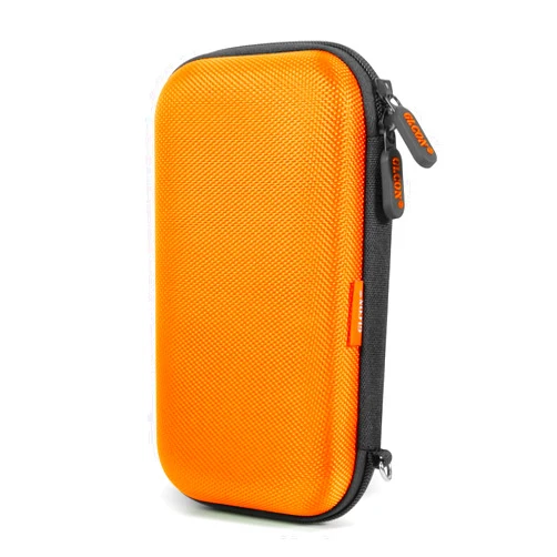 GLCON Orange Shockproof Hard EVA Carrying Case Travel Pouch for External Hard Drive, Power Bank, Cell Phone, Cable, Cord - Portable Small Electronic Accessories Organizer Storage Zipper Pouch
