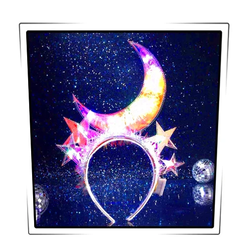 JEWEKY Light Up Headband Star Moon Hair Band Flashing Headpiece Led Rave Costume Party Hair Accessories Women