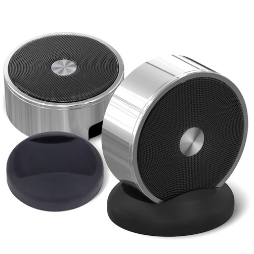 Long Run Technologies Bluetooth Speaker Set: Wireless Stereo Dual Pairing Portable Twin TWS System With Big Rich Bass Hi-Fi Multi-Room Indoor Outdoor Use Home Deck Pool Work Travel Party Camping Gift Decor Idea (Chrome)