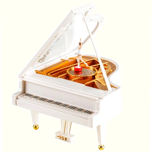 Hvogvok Ballerina Music Box，Piano Music Box for Women Girls White Valentine's Day Present Mechanical Classical Ballet Girl Dancing Music Box Birthday Present
