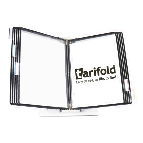 Tarifold® Desktop Reference and Display System, 10 Double-Sided Pockets, Antimicrobial, Letter-Size, Black Pockets (DA271)