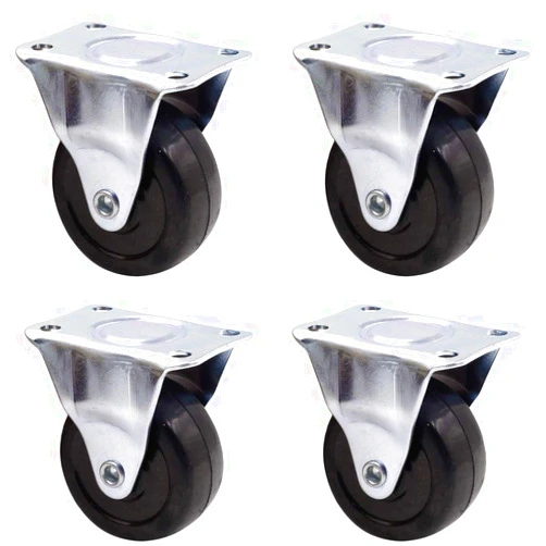 Luomorgo 4Pcs Casters Heavy Duty 2 inch Rubber Black Caster Wheels with Rigid Fixed Non-Swivel Top Plate for Furniture