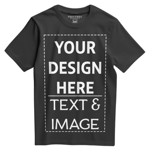 Printbox Merch Customized Shirt for Men, Unisex Custom Shirts, Text & Image Front & Back, Top T-Shirt Birthday Graduation Vacation Black