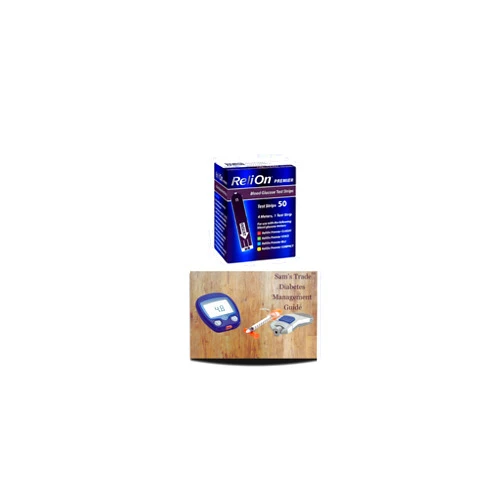 Sam's trade ReliOn Premier Test Strips 50 Count | Reli On Premier Blood Glucose Test Strips | Diabetes Care Test Strips| Blood Sugar Test Strips + Sam's Trade Diabetes Management Guide, 50 Count, 1 Pack