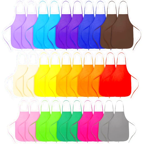 DEAYOU 30 Pack Kids Painting Apron, 15 Colors Non Woven Children Fabric Artist Aprons, Colorful Kids Art Smock for Home, Kitchen, Classroom, Community Event, Party, Crafts and Art Painting Activity