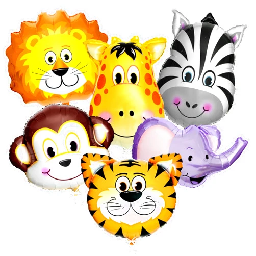 KatchOn, Safari Jungle Animal Balloons - Pack of 6, Safari Animal Balloons | Zoo Birthday Party Decorations | Jungle Theme Birthday Party Decorations