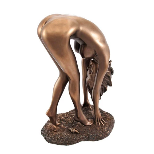 Veronese Design 6.5 Inch Nude Woman Bent Over Pose Cold Cast Resin Bronze Finish Artistic Body Sculpture