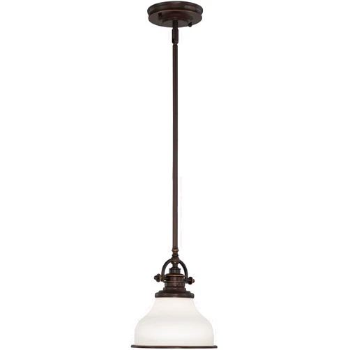 Quoizel GRT1508PN Grant Classic Americana Opal Etched Glass Mini Pendant Lighting, 1-Light 100 Watt, 10