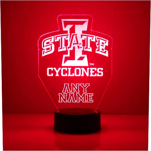 Mirror Magic Store College Logo LED Lamp/Night Light for Sports Fans - Personalize for Free (Iowa State Univ.)