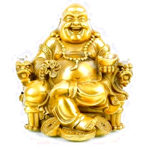 WEALTHCOMING Fengshui Decor Laughing Buddha Statue for Lucky & Happiness, God of Wealth Statue,Brass Buddhist Statues and Sculptures Home Decor Congratulatory Gifts (X-Large)