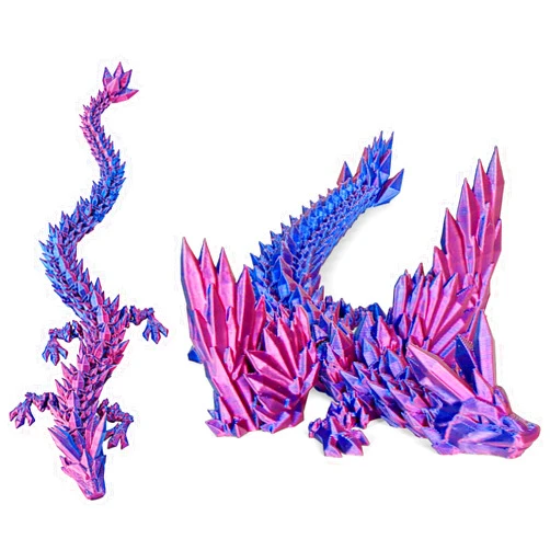 Olee Odee 12“Crystal Dragon Without Wings & 9”Winged Articulated Dragon, 3D Printed Bulk Unique Funny Graduation Gifts for Kids, Executive Desk Fidget Toys Adults, Bath Pool water Toy (Gradient Deep Purple-Red)