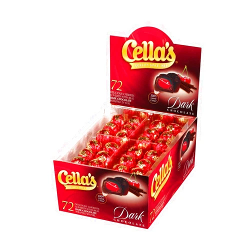 9 SHANI'S ROOTS SHOOTS Premium Dark Chocolate Cherry Cordials Individually Wrapped Candies in 72-Count Display Box, Rich Chocolate Covered Cherries, Full Size
