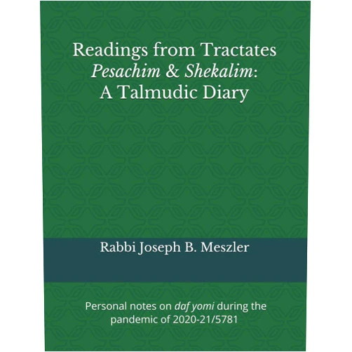 Rabbi Joseph B. Meszler Readings from Tractates Pesachim & Shekalim: A Talmudic Diary: Personal notes on daf yomi during the pandemic of 2020-21/5781(Rabbi Joseph Meszler's Talmud Blog)