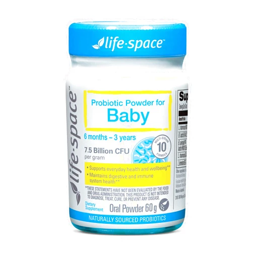 Life-Space 60 Grams, for 0-36 Month Baby, 7.5 Billion CFU & Multi Strain, Balance Microflora, Supports Digestive Health & Nutrient Absorption & Immunity, No Refrigeration Probiotic Powder for Baby
