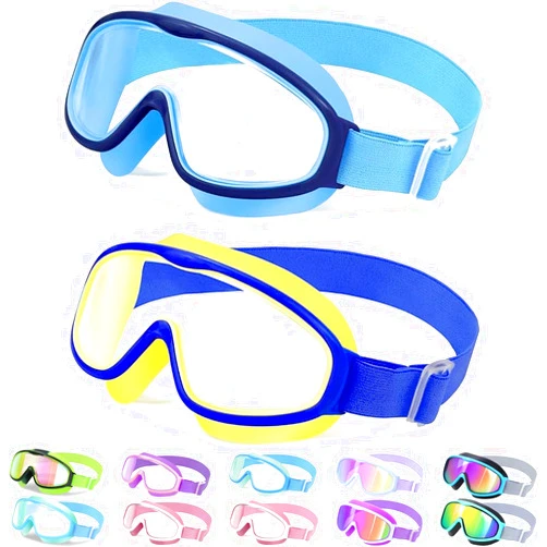 Vvinca Kids Goggles with Comfort Fabric Strap, Kids Swim Goggles Wide View Anti-Fog/UV No Leaking Swimming Goggles for 3-14