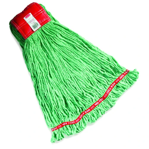 Rubbermaid Commercial Products Wet Mop Head Replacement, Large, Green, Foot Shrinkless, Heavy Duty Industrial Wet Mop For Floor Cleaning Office/School/Stadium/Lobby/Restaurant